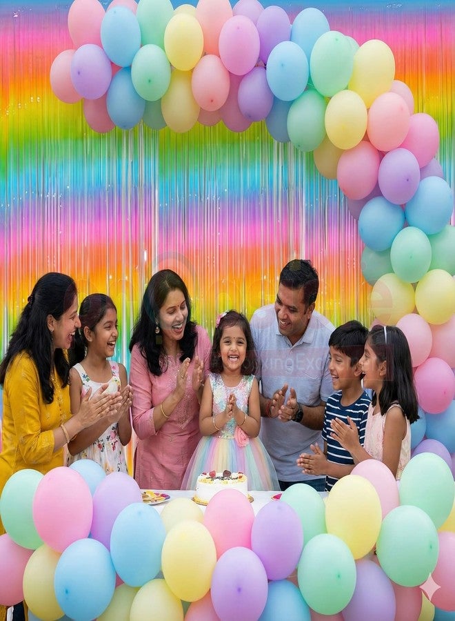 بروبسيكل ستائر بروبسكل ذات شرابات بألوان قوس قزح باستيل، مقاس 3 × 6 قدم لكل ستارة، عبوة من قطعتين - خلفية مثالية لحفلات أعياد الميلاد، وحفلات استقبال المولود، وحفلات الأميرات، وجلسات التصوير، وديكورات الحائط. - Image 2